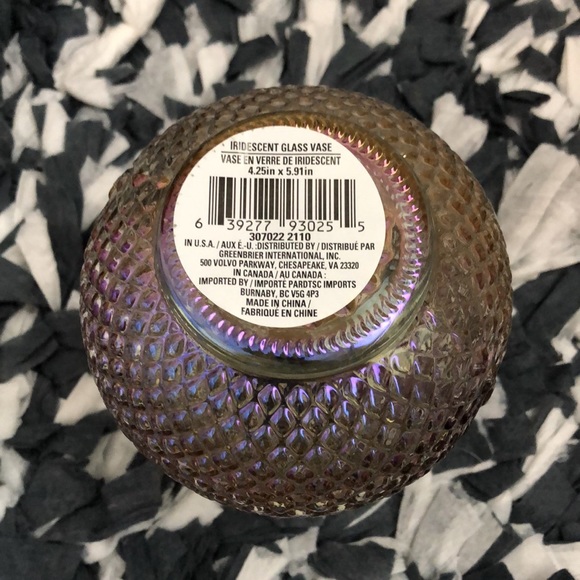 Sunset Luster Iridescent Textured Diamond Pattern Glass Vase Decorative Accent - Picture 6 of 9